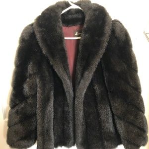 Vintage American Signature Faux Mink Fur Coat Sz 8